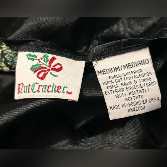 Vintage NUTCRACKER Womens Vest Christmas Holly Poinsettia Floral Multicolor - Picture 8 of 9